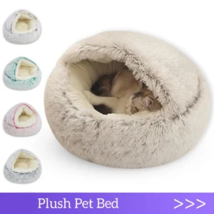 Cat Bed Pet Mattress Warm Soft Plush Pet Bed with Cover Round Cat Dog Sleeping Nest Cave for Small Dogs kitten