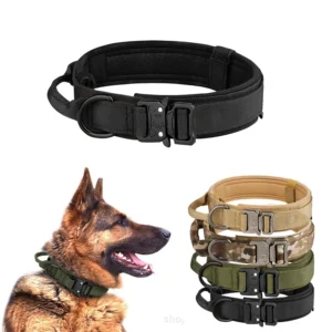 Pet Products Outdoor Tactical Dog Collar Metal Buckle Breathability Nylon Collar Medium and Large Dog Training Neck Collar Dog